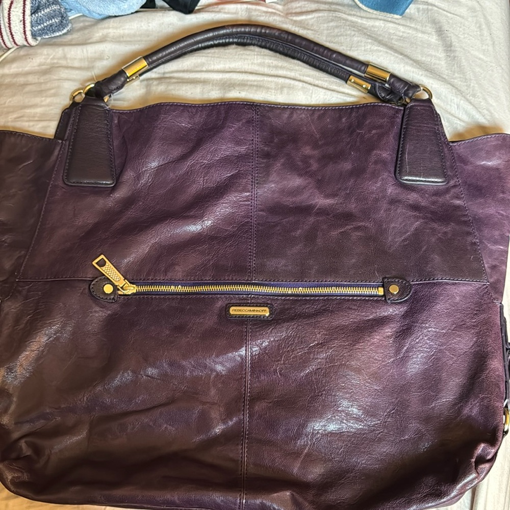 Rebecca Minkoff Purple Leather Tote with Gold Hardware